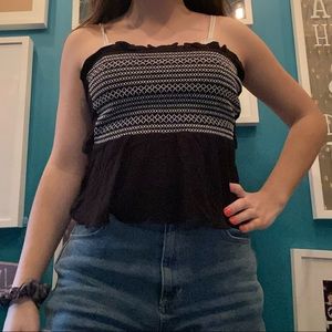 la hearts black tie back tube top